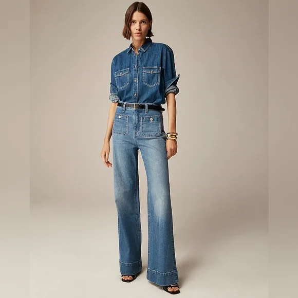 J. Crew High-rise Sailor Denim Trouser Size 26P - Picture 1 of 10